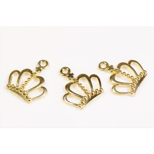 メール便可】【1個】王冠チャーム ゴールド 立体 クラウン かんむり