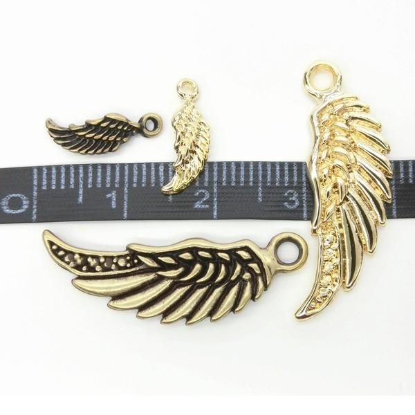 メール便可】【1個】天使の翼チャーム 金古美 K16GPゴールド 本