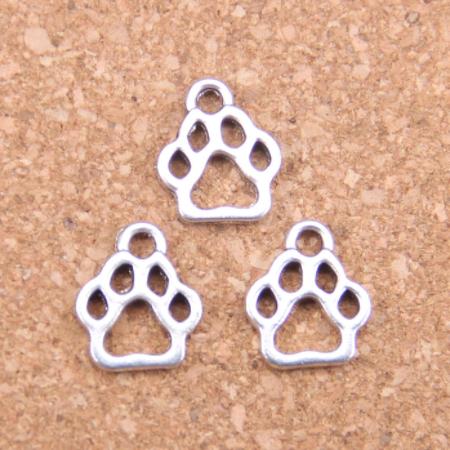 メール便可】【1個】肉球チャーム 13mm×11mm 金古美 シルバー 犬