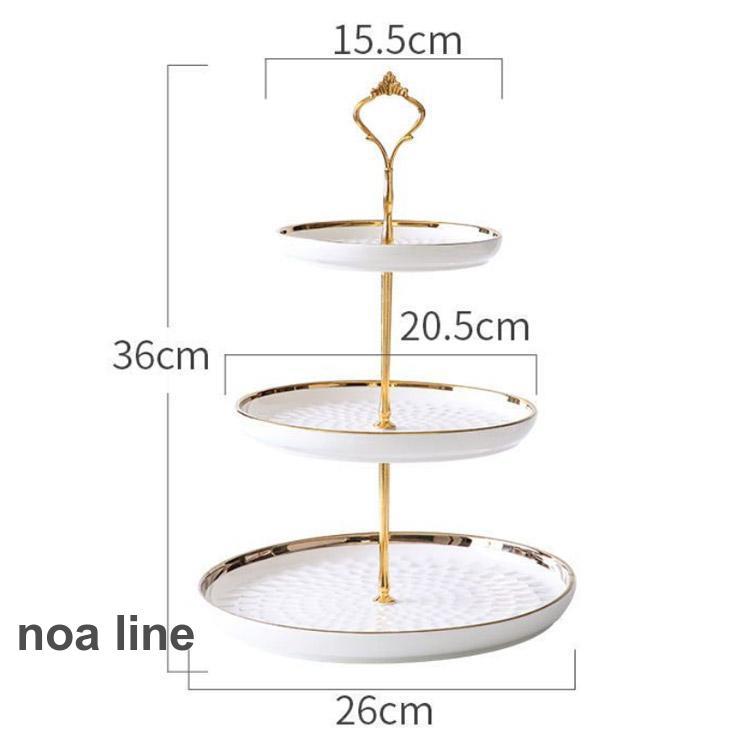 ヨーロッパ式 ケーキスタンド クリエイティブ 陶磁器 2/3段重ねの果物皿 ケーキ棚 デザート台 家庭用 リビングルーム アフタヌーンティー お菓子の｜noaline｜02