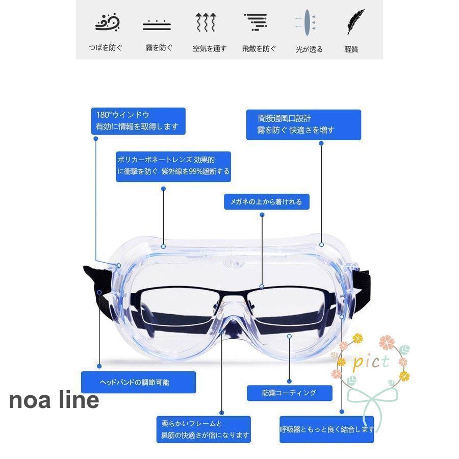 安全ゴーグル 飛沫 防塵 ゴーグル 曇らない 保護メガネ  ウイルス対策 感染予防 保護 眼鏡 保護ゴーグル 作業メガネ 眼鏡対応｜noaline｜06