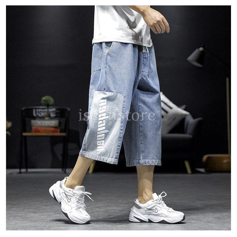 夏 デニム 大きいサイズ ハーフパンツ メンズ クロップドパンツ 七分丈 デニムパンツ バギーパンツ ワイド ゆったり ストレート トレンド ボトムス Yhgvaaf7bc ファッション Pfsko Ukim Edu Mk