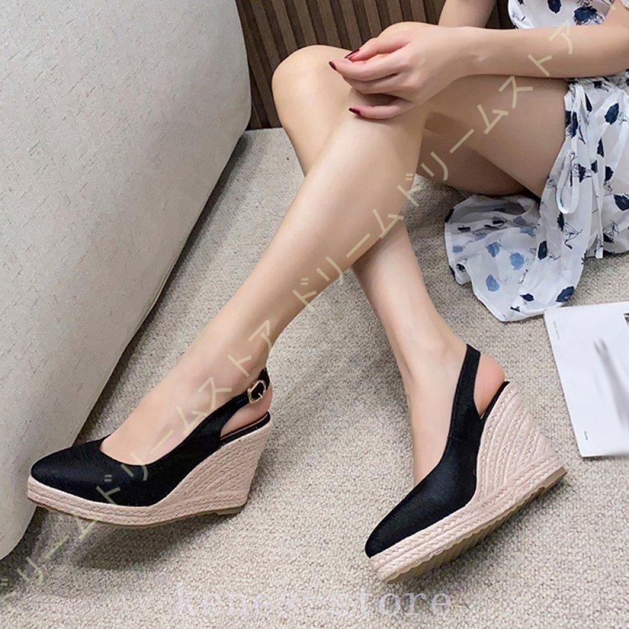 絶妙なデザイン 銀座かねまつ ラメ リボン ウェッジソール ジュート