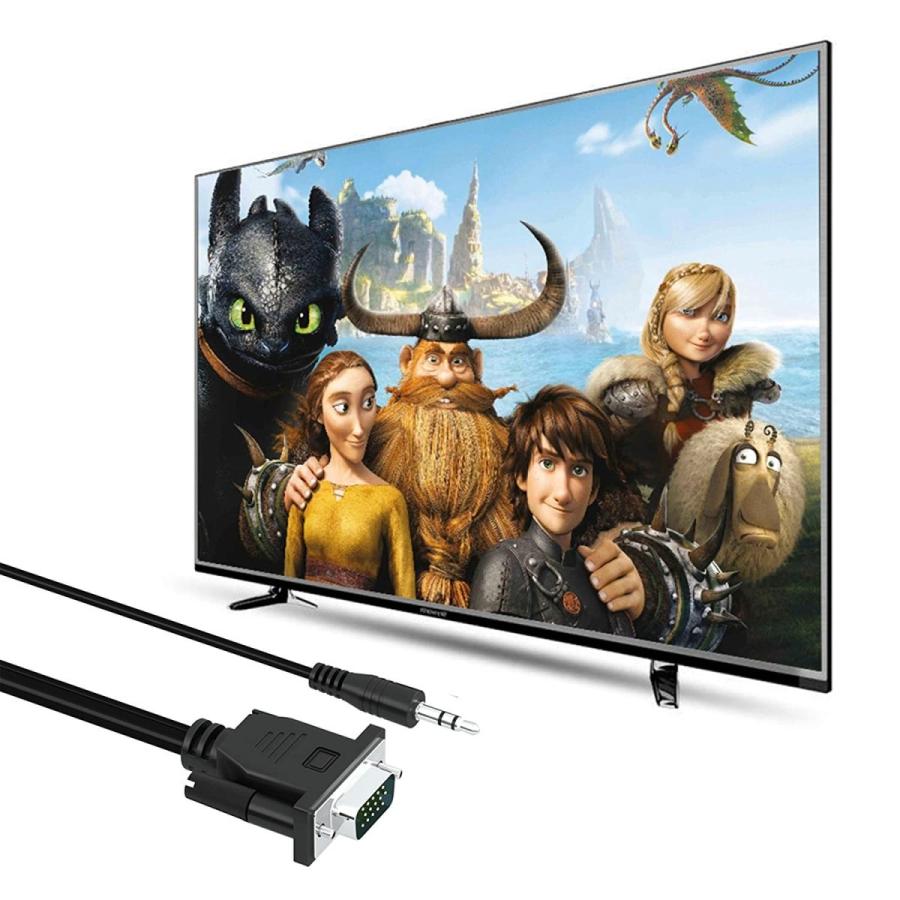 VGA to HDMI 変換ケーブル、 GANA 金メッキVGA→HDMI 出力 ビデオ変換アダプタ USB給電 1080P対応 (給電用U