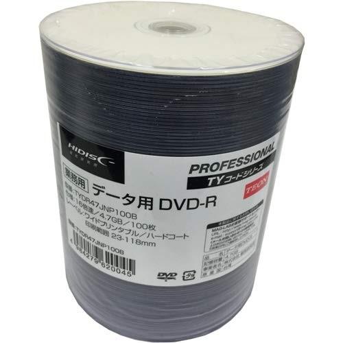 HI-DISC データ用 16倍速対応DVD-R 100枚 ワイドプリンタブル TYDR47JNP100B