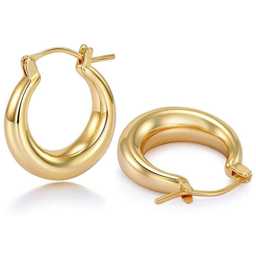 Rockyu ブランド 人気 ピアス フープ K18 ゴールド レディース ヒップホップピアス ステンレス ジルコニア ストリート系 Hip 完成品