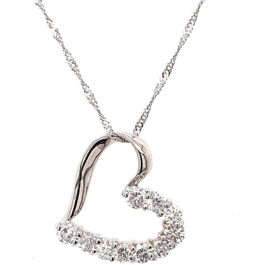 KASHIMAプラチナ900 0.3ct ダイヤモンド オープン ハート ペンダント ネックレス KASHIMAプラチナ900 3ct ダイヤモンド オープン ハート ペンダント ネックレス