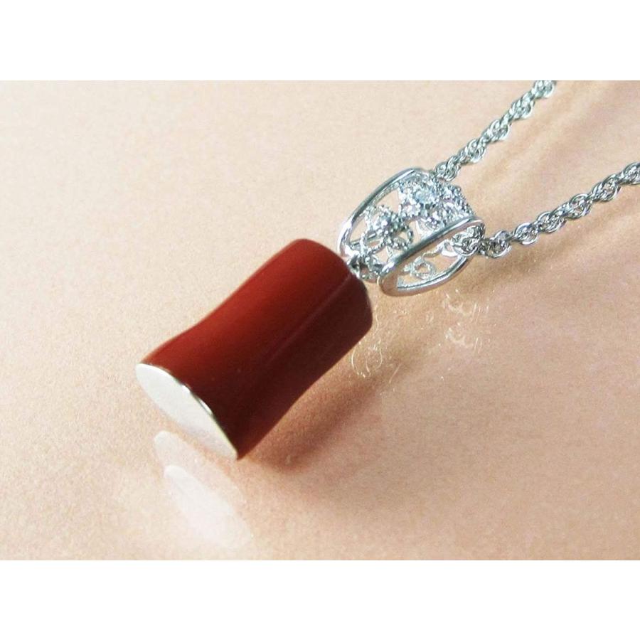 ★動作確認済み 血赤珊瑚 ペンダント 13mm 高知産 サンゴ プチダイヤモンド付 18金ホワイトゴールド ネックレス 無染色さんご 63cm メッキチェー 【YW1604973717】(57595円)