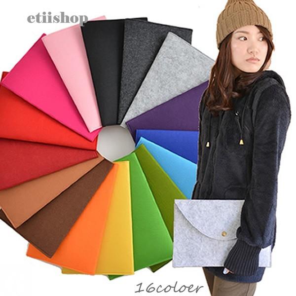 クラッチバッグ レディース カラフル フェルト フェルトバッグ 全16色 ブラック グレー ピンク レッド ブルー パープル ブラウン | 