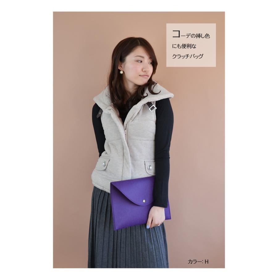 クラッチバッグ レディース カラフル フェルト フェルトバッグ 全16色 ブラック グレー ピンク レッド ブルー パープル ブラウン |  | 02