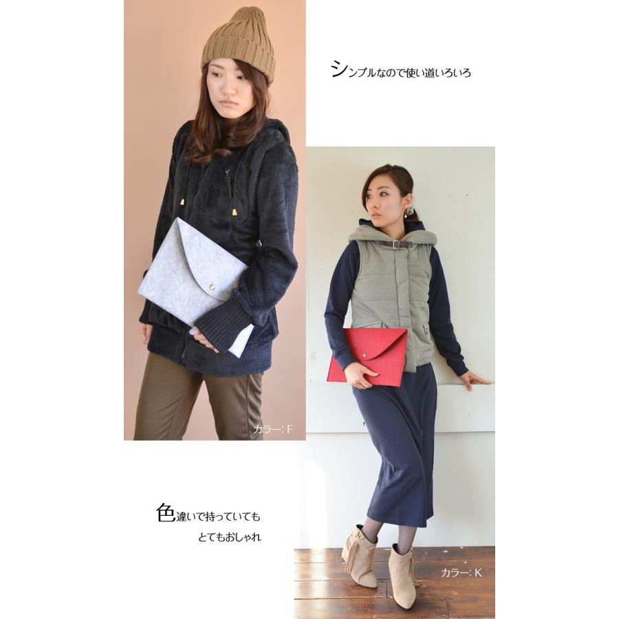 クラッチバッグ レディース カラフル フェルト フェルトバッグ 全16色 ブラック グレー ピンク レッド ブルー パープル ブラウン |  | 03