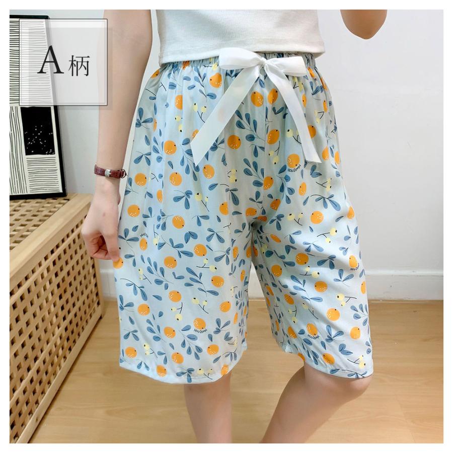 リラックスパンツ 柄 ハーフパンツ レディース ステテコ ルームパンツ 夏 春夏 リラックス 部屋着 花柄 ハイビスカス 五分丈 |  | 04