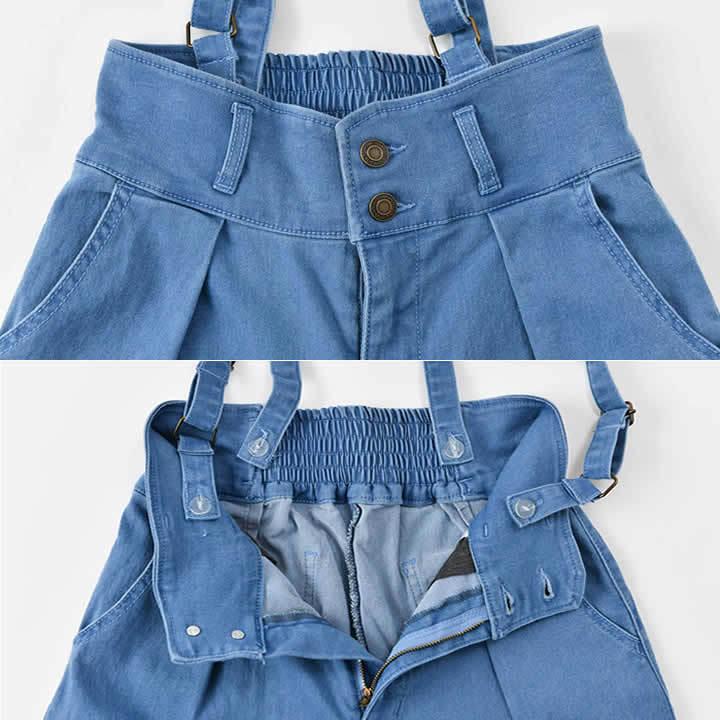 サロペット 40代 コーデ レディース パンツ 低身長 サスペンダー ストレッチ レディース ツイル デニム サス付き つなぎ サロペ ボトムス  オールインワン |  | 10