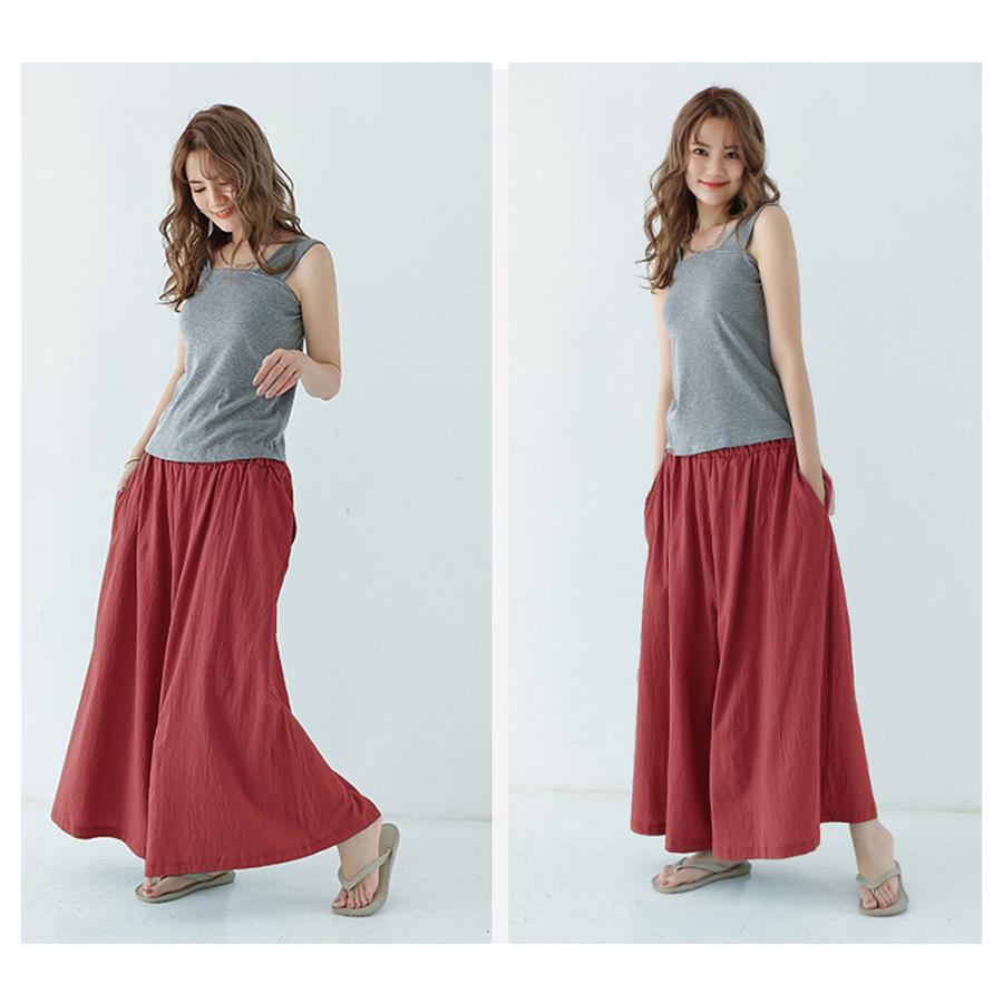 ワイドパンツ レディース きれいめ ガウチョパンツ 夏 パンツ レディース 春 夏 綿麻 ハイウエスト 大きいサイズ ボトムス マキシパンツ 無地 |  | 10