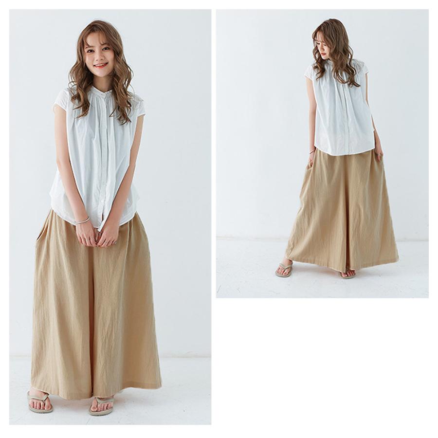ワイドパンツ レディース きれいめ ガウチョパンツ 夏 パンツ レディース 春 夏 綿麻 ハイウエスト 大きいサイズ ボトムス マキシパンツ 無地 |  | 05
