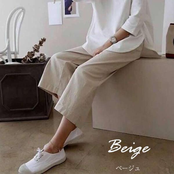 ガウチョパンツ 春 リネンパンツ レディース ウェストゴム イージーパンツ リネン パンツ ワイドパンツ 大きいサイズ 無地 ゆったり 麻 リネン混 麻混 |  | 06