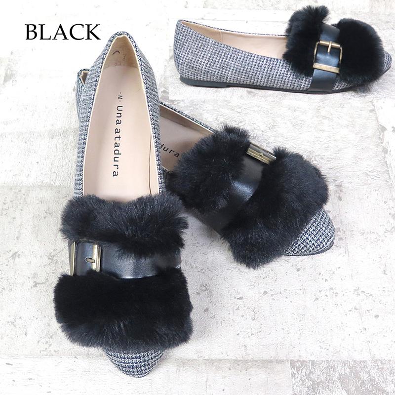 ファー パンプス レディース ぺたんこ 靴 シューズ 履きやすい