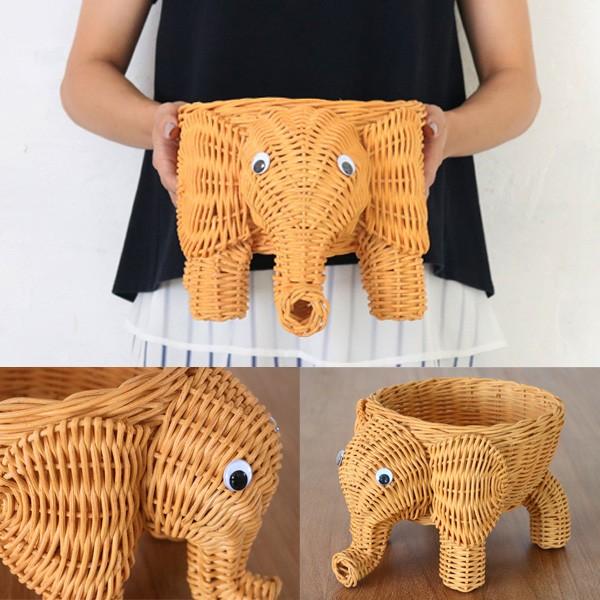 サンフラワーラタン ラタン アニマルバスケット 象 Mサイズ