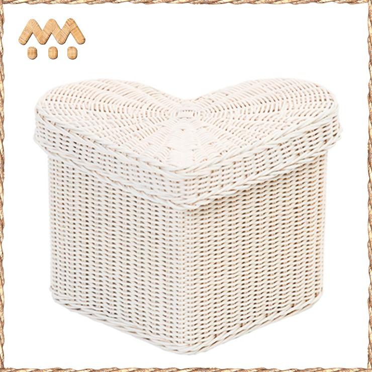 ハートラタン サンフラワーラタン ラタンハート型バスケット GK901WW ホワイト
