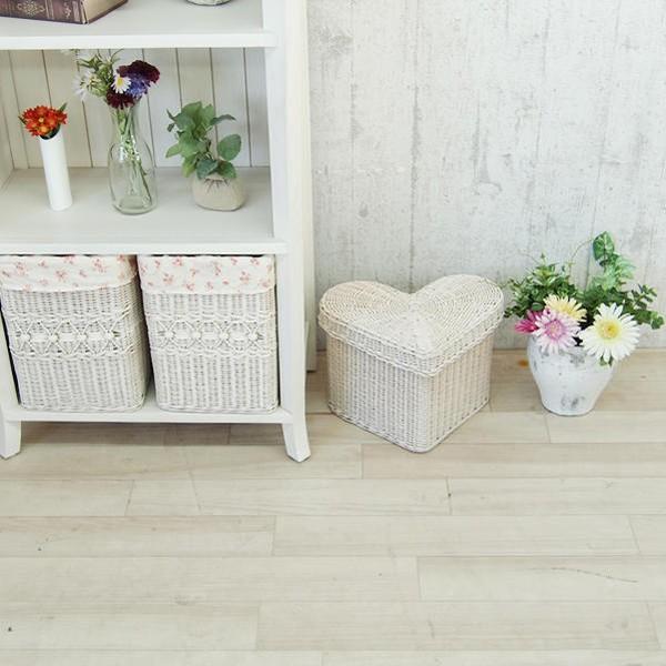 サンフラワーラタン ラタンハート型バスケット GK901WW ホワイト