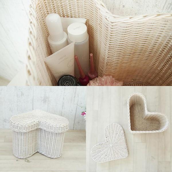 サンフラワーラタン ラタンハート型バスケット GK901WW ホワイト