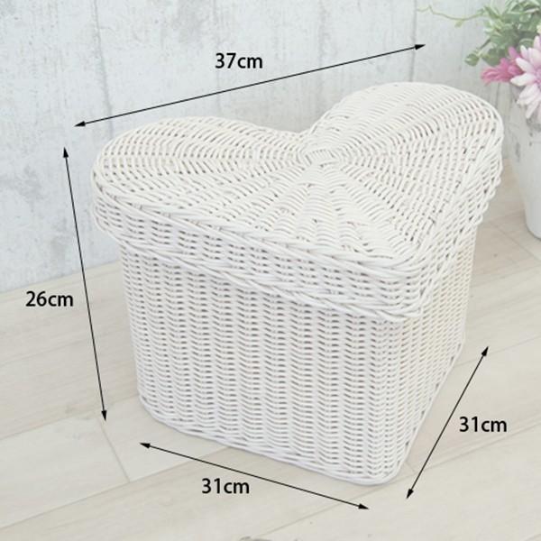 サンフラワーラタン ラタンハート型バスケット GK901WW ホワイト