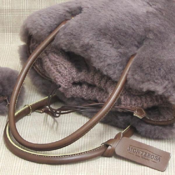 ムートンバッグ モンテローザ ムク ナチュラル ムートン＆ニットコンビ  