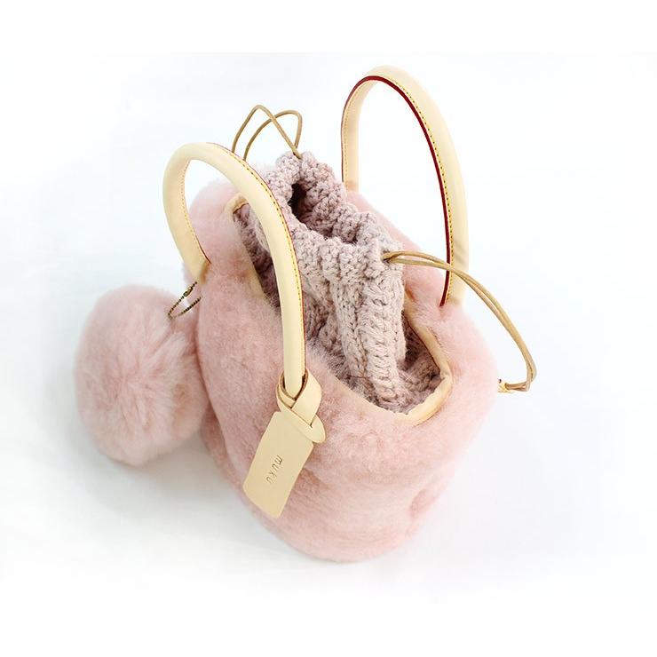 ムートンバッグ モンテローザ ムク ナチュラル ムートン＆ニットコンビ  