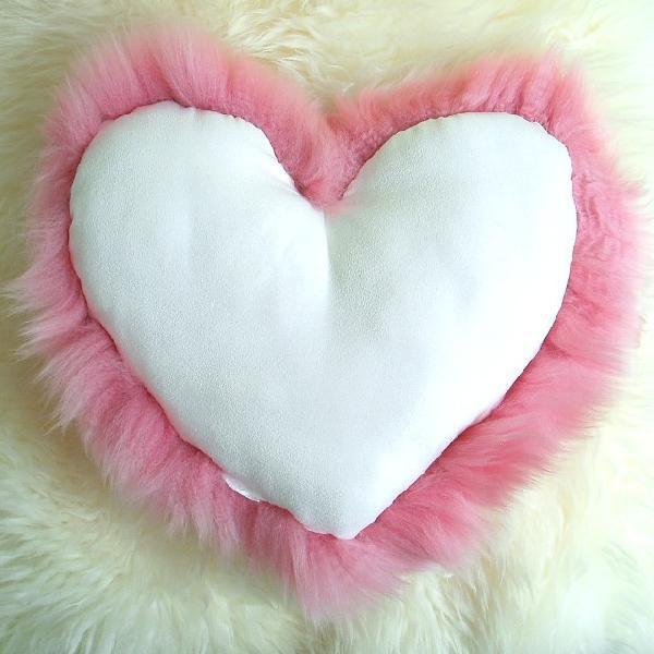 ハート型 ムートンクッション ピンク/アイボリー AUSKIN 激カワ！超