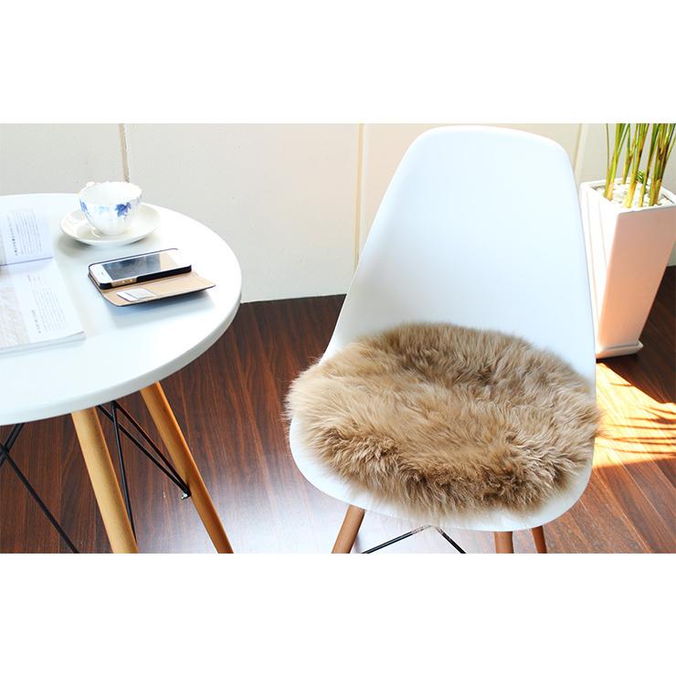 ムートン クッション チェアクッション 長毛ピースクッション 丸型38