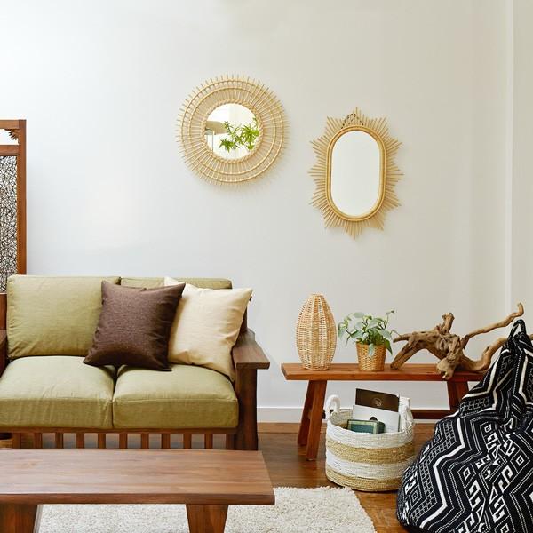 サンフラワーラタン ラタン サンミラー 星型70×50 Q17915ND ナチュラル