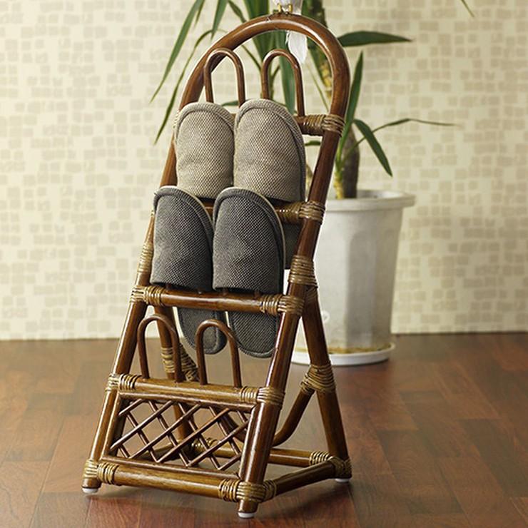 籐 スリッパラック ブラウン