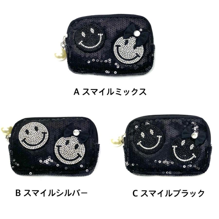 キラキラ スパンコール スマイル 雑貨 小物入れ デコ お財布 カード