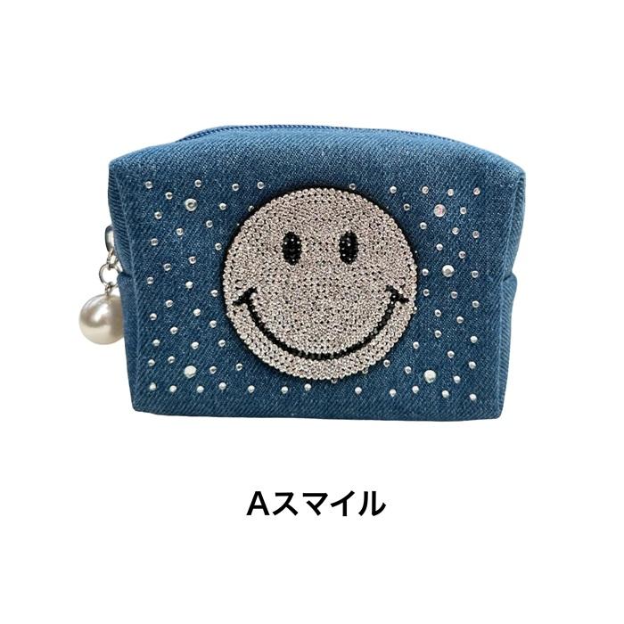 デニム キラキラ ポーチ 新作 ブランド 可愛い 人気 デコ パール