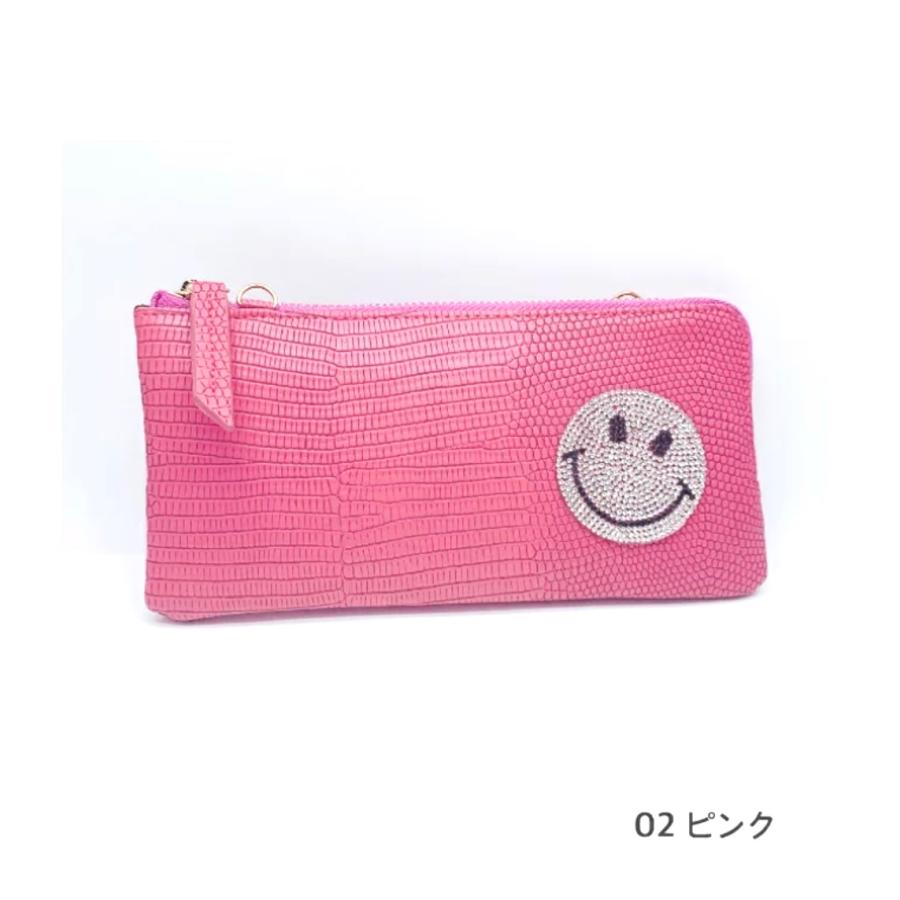 スマイルニコちゃん長財布チェーン付き ストラップ付 キラキラ 