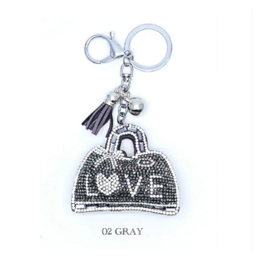 バッグバッグチャーム キラキラ Love キーホルダー ストラップ スワロフスキー バッグ ブランド モチーフ 両面張り 可愛い 新作 雑貨 人気 ブランド スワロフスキー