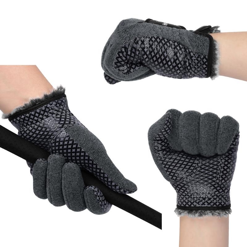 ゴルフ グローブ メンズ 冬用 フェイクファー 両手用 グリップ力 ペア