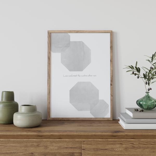 **専用** A1 インテリアポスター モダンアート 抽象画 シルバー 抽象 八角形 8角形 運気アップ モノクロ モダン インテリア