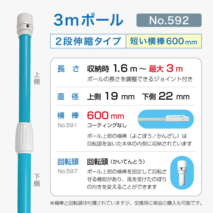 のぼり屋工房 のぼり旗 ポール 【4本セット】 3mポール 2段伸縮 横棒