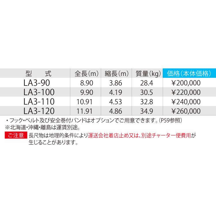長谷川工業 3連はしご LA3-110 全長：10.91m 縮長：4.53m 最大使用質量 