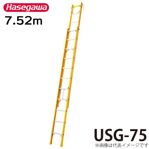 長谷川工業 FRP2連はしご 電気工事・電設作業用 USG-75 全長：7.52m