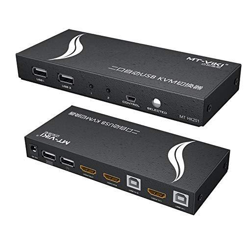 USB HDMI KVMスイッチ4K @ 60Hz HDR HDMI 2.0スイッチ2X1、2本のUSBケーブルと2本のHDMIケーブル,キーボードと キーボード