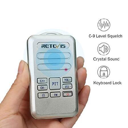 Retevis　RT20　Small　Audio　for　Lock(Silver,　Keyboard　Rechargeable　Size　Adults　Free　Radios　Walkie　Pack)　Clear　Hands　Mini　Talkies　Way　with　Portable　Two