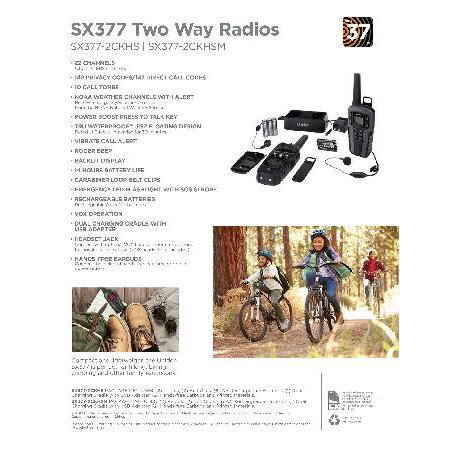 Uniden　SX377-2CKHS　Up　Radio　142　22　to　Dual　Floats,　Walkie　37　N　Charging　Two-Way　Channels,　Mile　Waterproof,　Talkies　Range　FRS　w　Cradle,　Privacy　Codes,