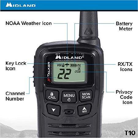 Midland　T10　22　Talkie　Black　FRS　to　Channel　20　Walkie　Mile　Up　Range　Two-Way　Radio　of　8)　(Pack