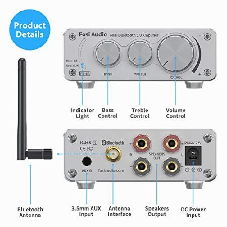 日本販売 Fosi Audio BT10A BluetoothアンプステレオスピーカーアンプBluetooth 5.0 50W x 2 TPA3116 （電源付き）