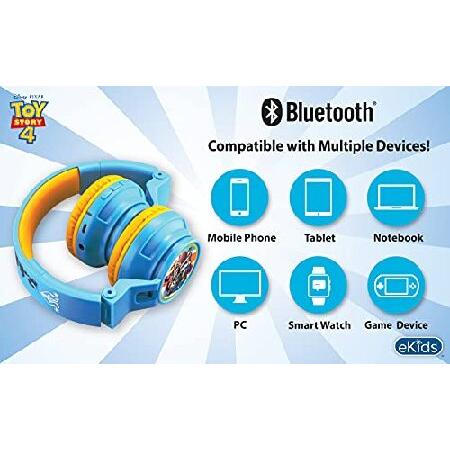 eKids Toy Story 4 子供用Bluetoothヘッドホン マイク付きワイヤレスヘッドホン AUXコード付き 音量低減 子供用折りたたみ式ヘッドフォン 学校/自宅/旅行に｜nobuimport｜06