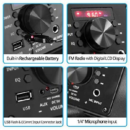 特売品コーナー Pyle 400W Portable Bluetooth PA Loudspeaker - 8” Subwoofer System， 4 Ohm/55-20kHz， USB/MP3/FM Radio/ 1/4 Mic Inputs， Multi-Color LED Lights， Built-in