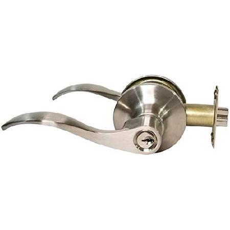 RI-KEY　SECURITY　20　Entry　Keyed　RH　SC　Steel　x　Cylinder　Handle　Door　Lock　with　Keys　Finish　Stainless　Wave　Lever