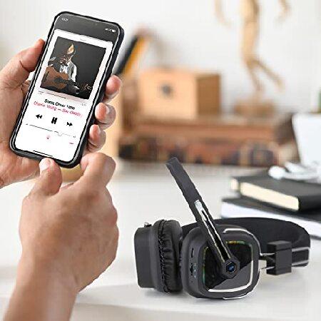 絶妙 Aluratek Bluetooth Wireless Stereo Headset with Boom Microphone and Dongle， Built-in Rechargeable Battery， 27 Hours Continuous Talk and Music Play